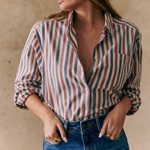 Sezane Max Shirt Blue Ecru / Burgundy Stripes